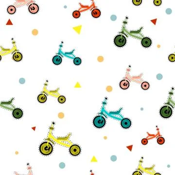 Seamless pattern with children bicycle Stock Illustration