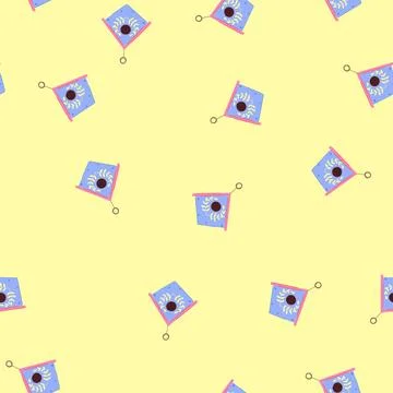 Seamless pattern children bird house cartoon vector Stock Illustration