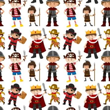 Seamless pattern of children dressed up Stock Illustration