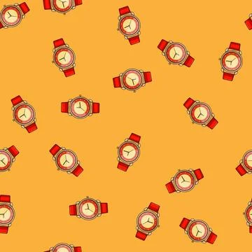 Seamless pattern children kid watch time cartoon vector Illustrazione stock