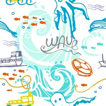Seamless pattern for children on the marine theme Stock Illustration