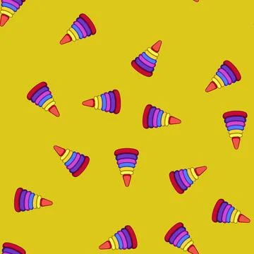 Seamless pattern children pyramid toy cartoon vector Stock Illustration