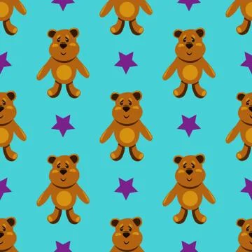 Seamless pattern with children s teddy bears Stock Illustration