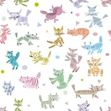 Seamless pattern for children s things with the image of funny kittens Stock Illustration