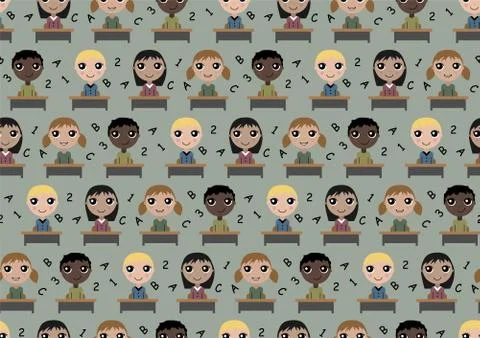 Seamless pattern children in school Stock Illustration