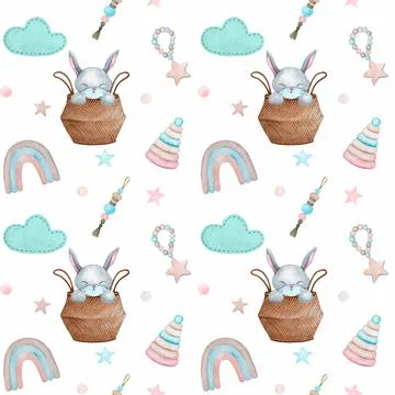 Seamless pattern in children's boho style. Stock Illustration