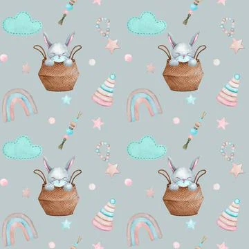 Seamless pattern in children's boho style. Stock Illustration