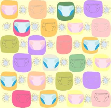 Seamless pattern with children's diaper, vector illustration Stock Illustration