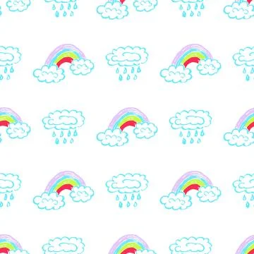 Seamless pattern. Children's drawings with wax crayons Stock Illustration