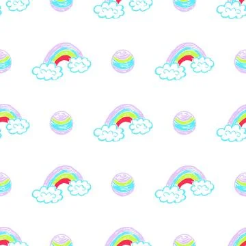 Seamless pattern. Children's drawings with wax crayons Illustrazione stock