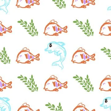 Seamless pattern. Children's drawings with wax crayons Illustrazione stock