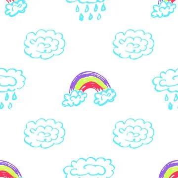 Seamless pattern. Children's drawings with wax crayons Stock Illustration
