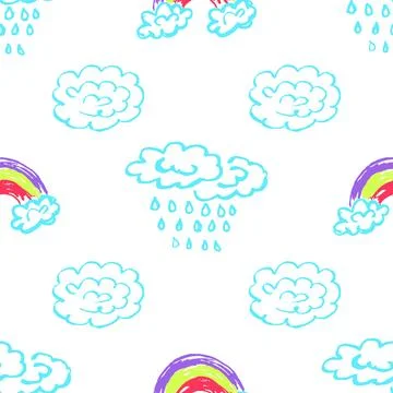Seamless pattern. Children's drawings with wax crayons Stock Illustration