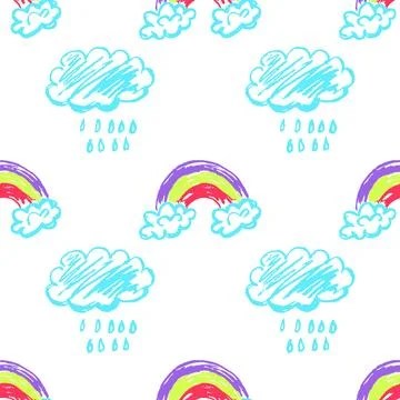 Seamless pattern. Children's drawings with wax crayons Stock Illustration