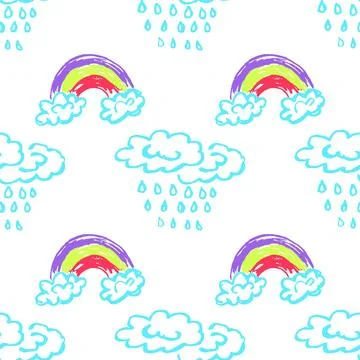 Seamless pattern. Children's drawings with wax crayons Stock Illustration