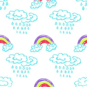 Seamless pattern. Children's drawings with wax crayons Stock Illustration