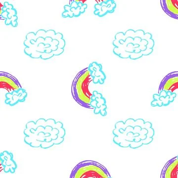 Seamless pattern. Children's drawings with wax crayons Stock Illustration