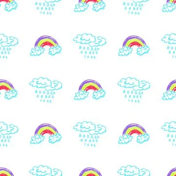 Seamless pattern. Children's drawings with wax crayons Stock Illustration