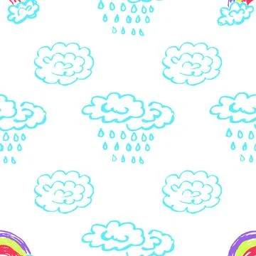 Seamless pattern. Children's drawings with wax crayons Stock Illustration