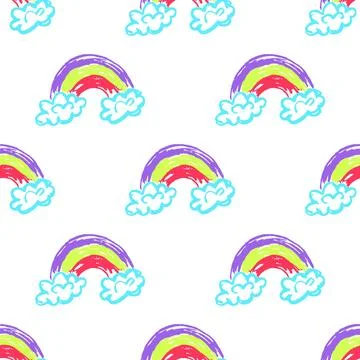 Seamless pattern. Children's drawings with wax crayons Stock Illustration