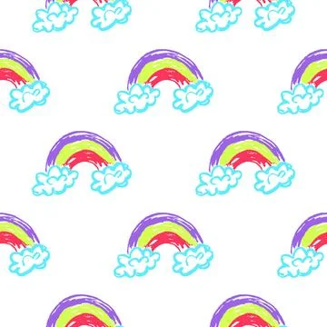 Seamless pattern. Children's drawings with wax crayons Stock Illustration