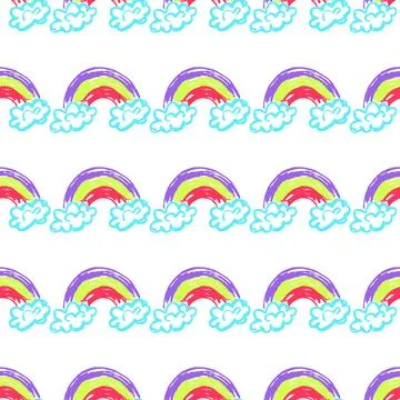 Seamless pattern. Children's drawings with wax crayons Stock Illustration