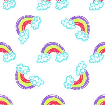 Seamless pattern. Children's drawings with wax crayons Stock Illustration
