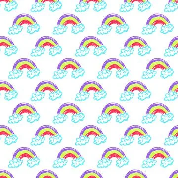 Seamless pattern. Children's drawings with wax crayons Stock Illustration