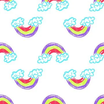 Seamless pattern. Children's drawings with wax crayons Stock Illustration