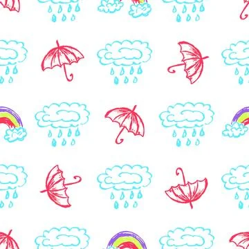 Seamless pattern. Children's drawings with wax crayons Stock Illustration