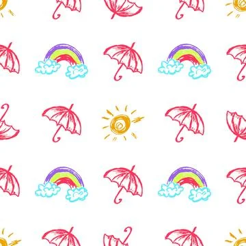 Seamless pattern. Children's drawings with wax crayons Stock Illustration