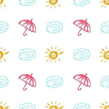 Seamless pattern. Children's drawings with wax crayons Stock Illustration