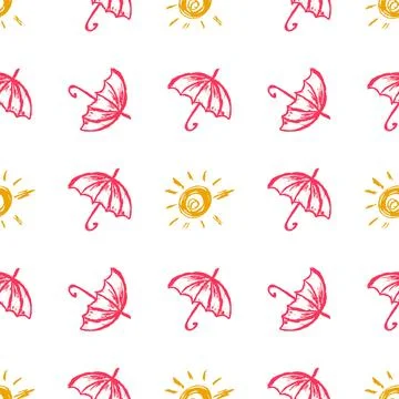 Seamless pattern. Children's drawings with wax crayons Stock Illustration