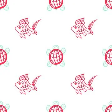 Seamless pattern. Children's drawings with wax crayons Stock Illustration