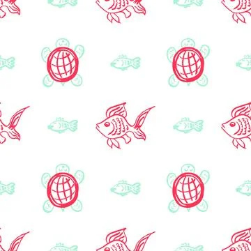 Seamless pattern. Children's drawings with wax crayons Stock Illustration