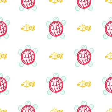 Seamless pattern. Children's drawings with wax crayons Stock Illustration