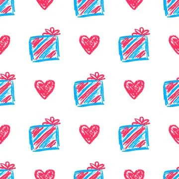 Seamless pattern. Children's drawings with wax crayons Illustrazione stock