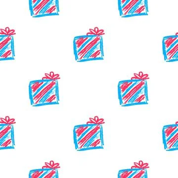 Seamless pattern. Children's drawings with wax crayons Stock Illustration