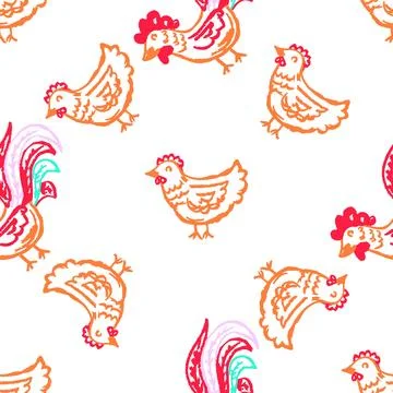 Seamless pattern. Children's drawings with wax crayons 스톡 일러스트