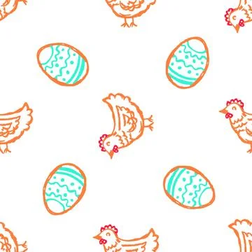 Seamless pattern. Children's drawings with wax crayons Stock Illustration