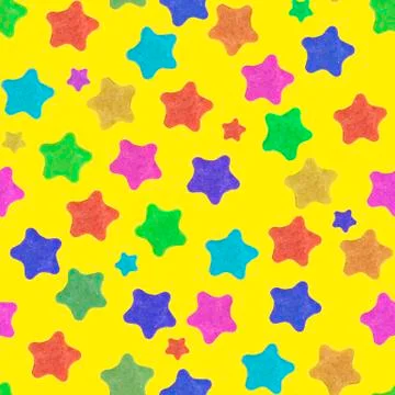 Seamless pattern, childrens festive background with multicolored stars. Blank Foto stock