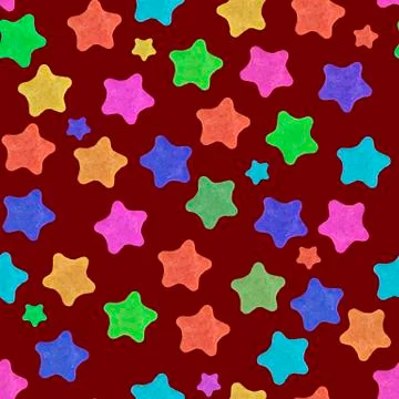 Seamless pattern. Childrens festive background with multicolored stars on whi Stock Photos