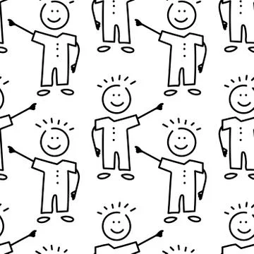 Seamless pattern, children's pattern. and drawn Funny boys. Suitable for fabr Stock Illustration