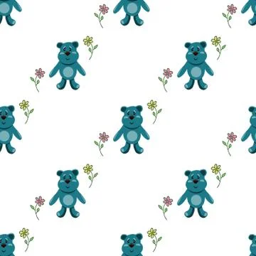 Seamless pattern with children's teddy bears, illustration for children Stock Illustration