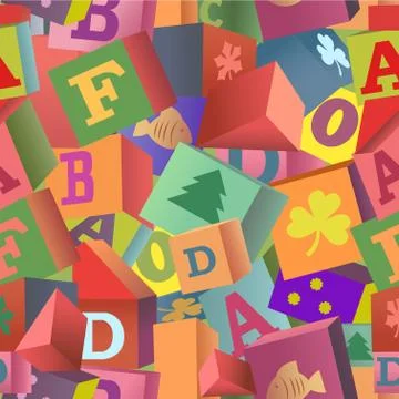 Seamless pattern with children's toy cubes Stock Illustration