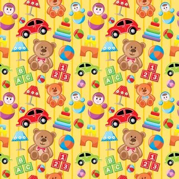 Seamless pattern with children's toys Stock Illustration