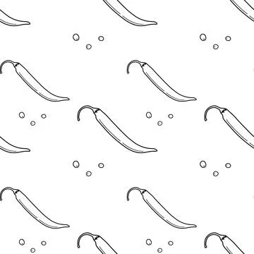 Seamless pattern of chili peppers and peppercorns. Spicy spices of Latin Stock Illustration