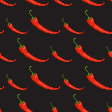 Seamless pattern with chilli peppers. Vibrant print with red hot vegetables 스톡 일러스트