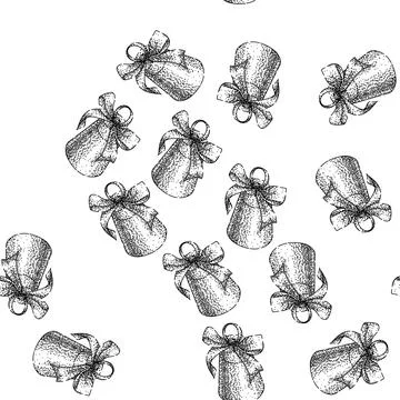Seamless pattern chime gold bell sketch hand drawn Stock Illustration