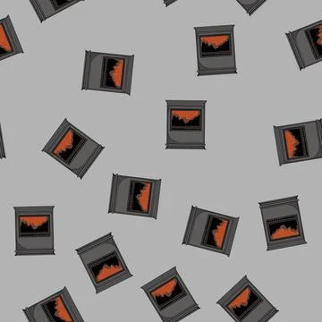 Seamless pattern chimney fireplace cartoon vector Stock Illustration